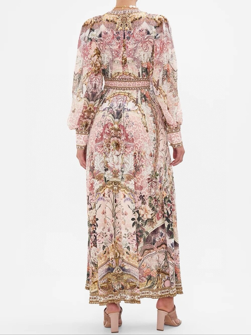 Camilla shaped waistband dress with gathered sleeves In Kissed By The Prince - Picture 3 of 16
